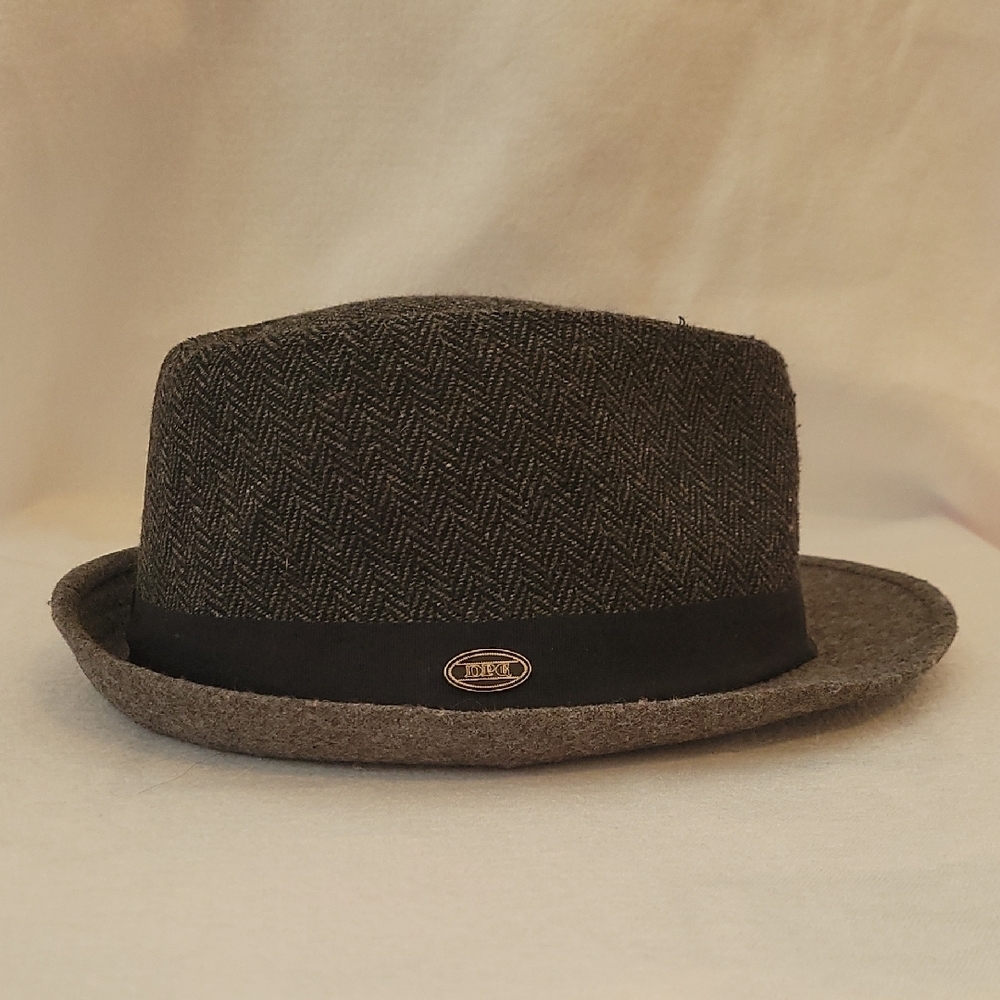 Hat Gray Herringbone Fedora Hat
